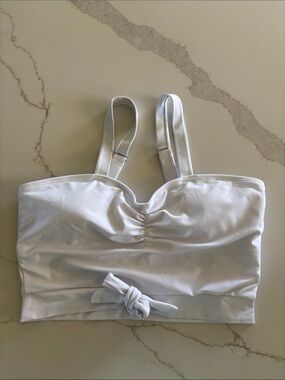 Coral Reef Swim White Tie-Front Bandeau Bikini Top